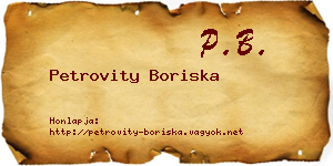 Petrovity Boriska névjegykártya